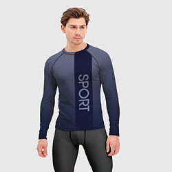 Рашгард мужской Sport тёмно-синий вертикальная полоса, цвет: 3D-принт — фото 2