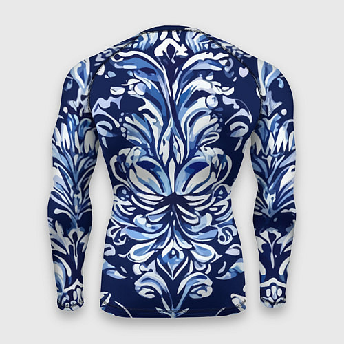 Мужской рашгард Гжель русский орнамент королевский синий / 3D-принт – фото 2
