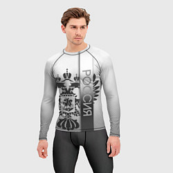 Рашгард мужской Герб Российской федерации белый с чёрным, цвет: 3D-принт — фото 2