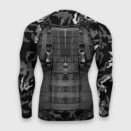 Мужской рашгард Бронежилет - черный камуфляж / 3D-принт – фото 2