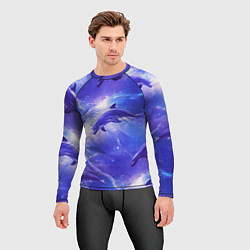 Рашгард мужской Дельфины в волшебном море паттерн, цвет: 3D-принт — фото 2