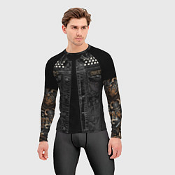 Рашгард мужской Джинсовка с славянским викингом и татуировками, цвет: 3D-принт — фото 2