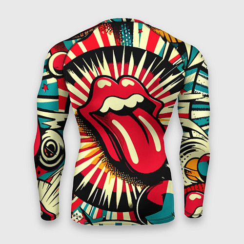 Мужской рашгард Logo of the Rolling Stones - pop art / 3D-принт – фото 2