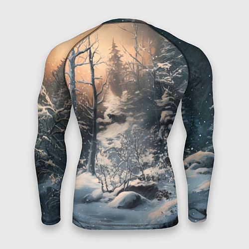 Мужской рашгард Белый лисенок в зимнем лесу / 3D-принт – фото 2