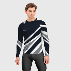 Рашгард мужской Sport тёмно-синий с полосами, цвет: 3D-принт — фото 2