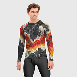 Рашгард мужской Красно-черная потертая текстура, цвет: 3D-принт — фото 2