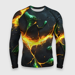 Рашгард мужской Разлом текстуры с зеленой слизью, цвет: 3D-принт