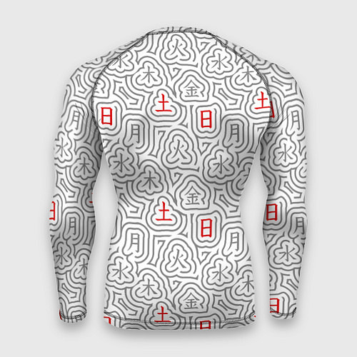 Мужской рашгард Серые будни и красные выходные иероглифами / 3D-принт – фото 2