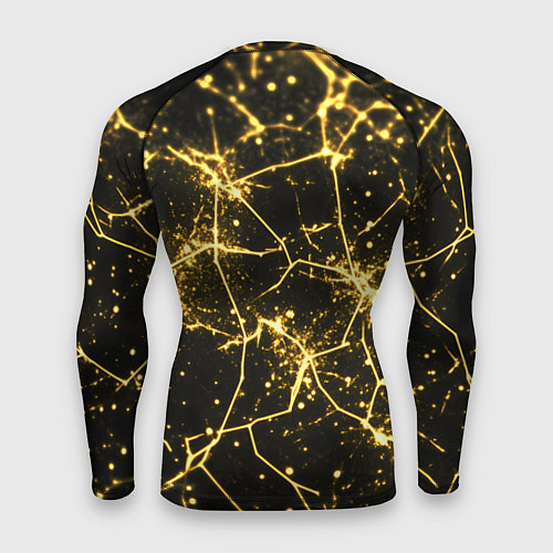 Мужской рашгард Золотистые пути на черном / 3D-принт – фото 2