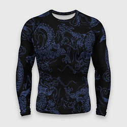 Мужской рашгард Синий дракон на черном