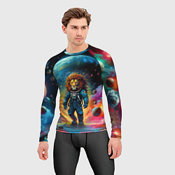 Рашгард мужской Лев бравый космонавт - неоновый космос, цвет: 3D-принт — фото 2