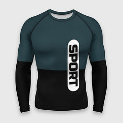 Рашгард мужской Sport чёрно-синий с белым, цвет: 3D-принт