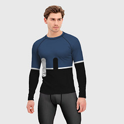 Рашгард мужской Простая абстракция сине-чёрный с белым, цвет: 3D-принт — фото 2
