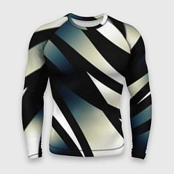 Рашгард мужской Чёрно-белый с синим затемнением полосы, цвет: 3D-принт