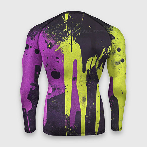 Мужской рашгард Желтая и фиолетовая краска на черном / 3D-принт – фото 2