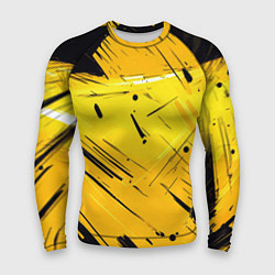 Мужской рашгард Желтая краска на черном фоне