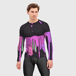Рашгард мужской Фиолетовая текстура на черном фоне, цвет: 3D-принт — фото 2