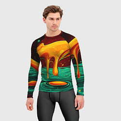 Рашгард мужской Оранжевая клякса текстура, цвет: 3D-принт — фото 2