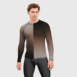 Рашгард мужской Чёрно-коричневый текстурный градиент пополам, цвет: 3D-принт — фото 2