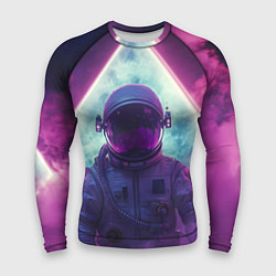 Рашгард мужской Космонавт в фиолетовом космосе, цвет: 3D-принт