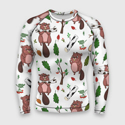 Рашгард мужской Бобер и полено, цвет: 3D-принт