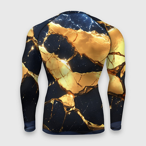 Мужской рашгард Золотая текстура на синем / 3D-принт – фото 2
