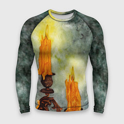 Мужской рашгард Две горящие свечи в темноте