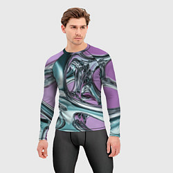 Рашгард мужской Металлическая абстракция на фиолетовом фоне, цвет: 3D-принт — фото 2