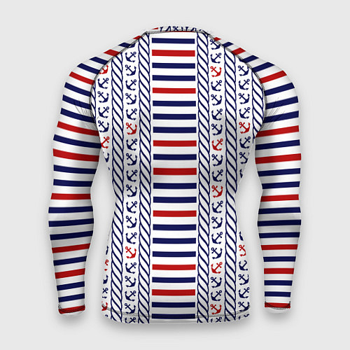 Мужской рашгард Полосатый морской орнамент с якорями / 3D-принт – фото 2