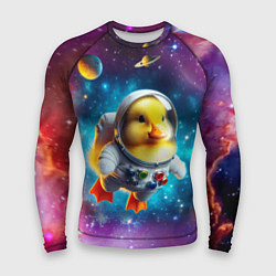 Мужской рашгард Прикольный утёнок бравый космонавт - нейроарт