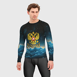 Рашгард мужской Россия - герб на синем небе, цвет: 3D-принт — фото 2