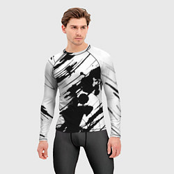 Рашгард мужской Брызги и штрихи черной краски, цвет: 3D-принт — фото 2