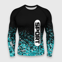 Рашгард мужской Sport чёрно-голубой пятнистый, цвет: 3D-принт