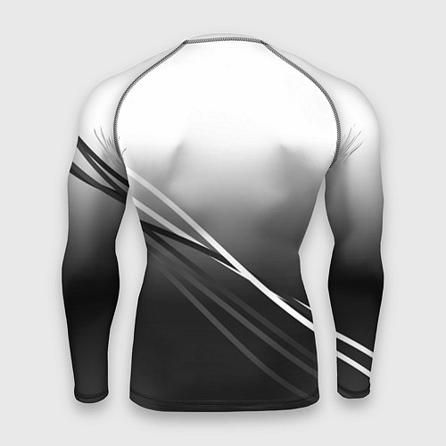 Мужской рашгард Sport градиент из белого в серый с полосами / 3D-принт – фото 2