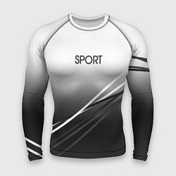 Мужской рашгард Sport градиент из белого в серый с полосами