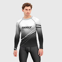Рашгард мужской Geely градиент из белого в тёмный с полосами, цвет: 3D-принт — фото 2