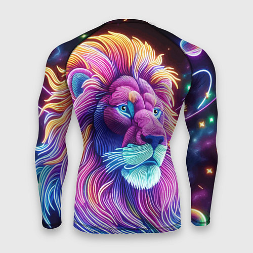Мужской рашгард Космический неоновый лев - нейроарт фантазия / 3D-принт – фото 2