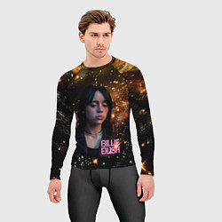 Рашгард мужской Билли Айлиш с блестками на фоне, цвет: 3D-принт — фото 2