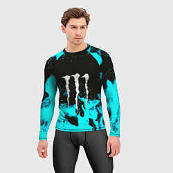 Рашгард мужской Monster energy голубой огонь, цвет: 3D-принт — фото 2
