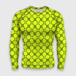 Рашгард мужской Желто зеленый неоновый узор ретро в горох, цвет: 3D-принт