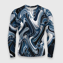 Рашгард мужской Тёмно-синий искажённая абстракция, цвет: 3D-принт
