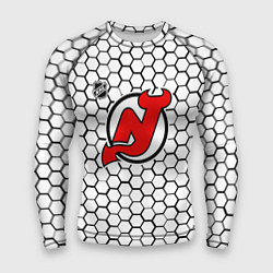 Рашгард мужской Нью Джерси Девилз - белые соты, цвет: 3D-принт