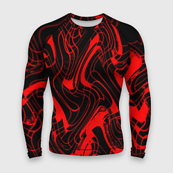 Мужской рашгард Чёрный с красным искажённая абстракция