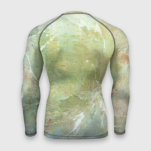 Мужской рашгард Абстракция - white waves on green background / 3D-принт – фото 2