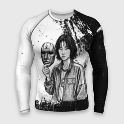 Мужской рашгард Squid Game Игрок 067 держит маску