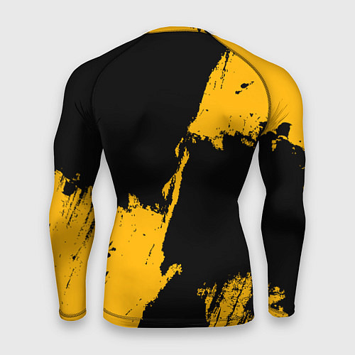 Мужской рашгард Голден Стэйт Уорриорз - брызги желтой краски / 3D-принт – фото 2