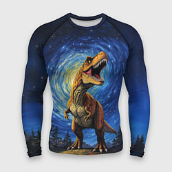 Мужской рашгард Тираннозавр Рекс - звездная ночь