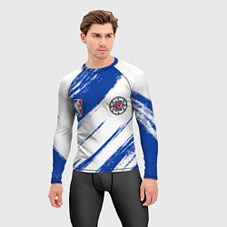 Рашгард мужской Клипперс - синяя краска, цвет: 3D-принт — фото 2