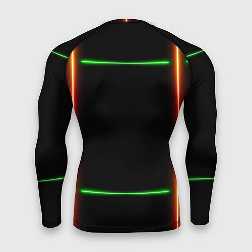 Мужской рашгард Color black green orange lines / 3D-принт – фото 2