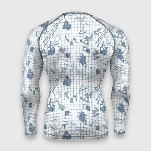 Мужской рашгард Мемфис синий с серым клетчатый геометрический узор / 3D-принт – фото 2